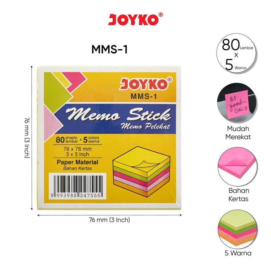 

Memo Stick / Sticky Note / Kertas Memo / Memo Tempel Joyko MMS-1 Murah