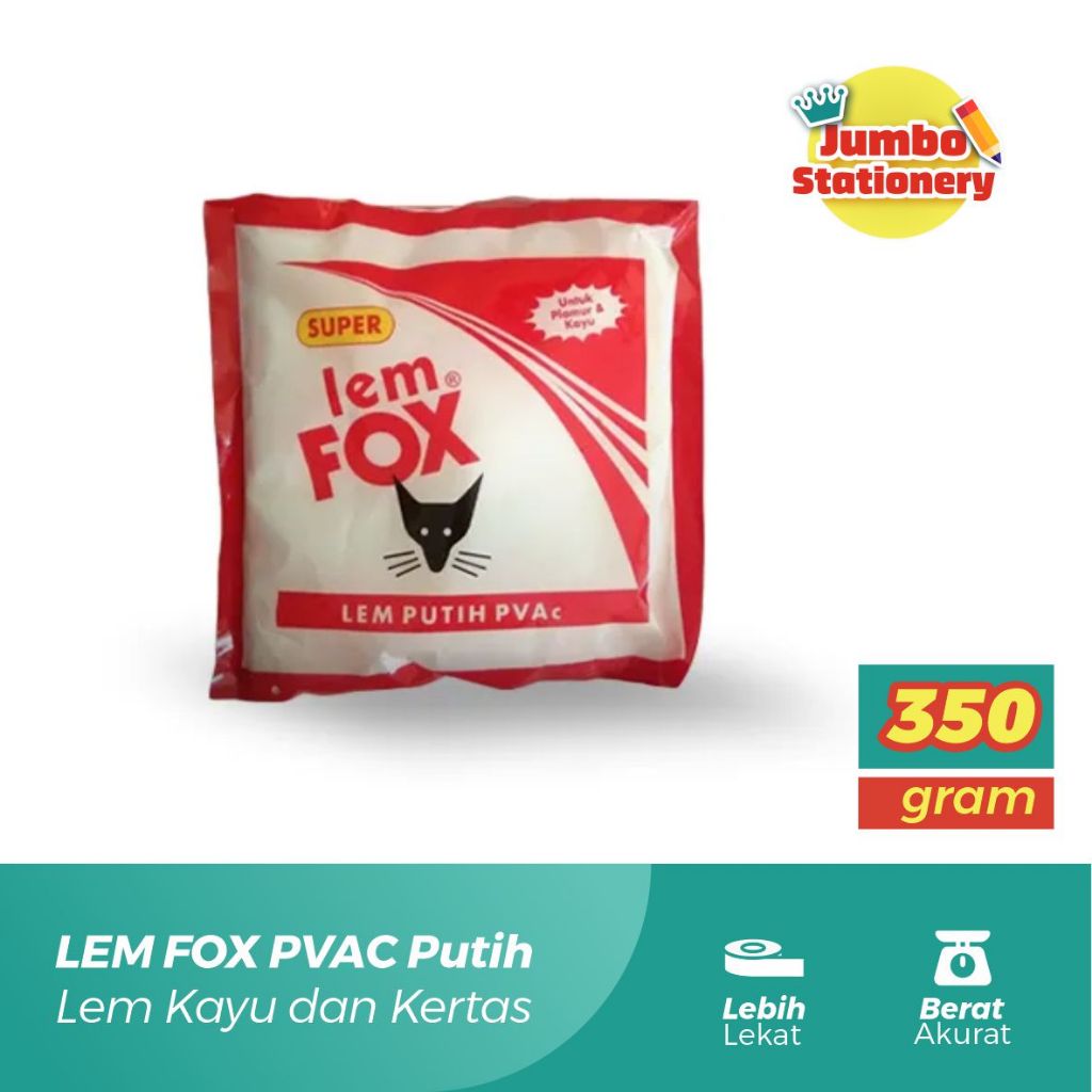 

Lem Kayu Lem Putih Fox Super PVA 350 Gram Serbaguna