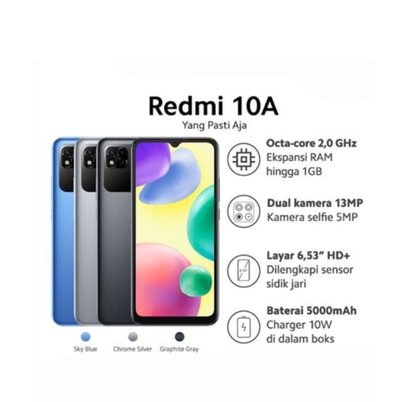 HP XIAOMI REDMI 10A 4/64 GB - XIOMI MI 10 A RAM 4GB ROM 64GB GARANSI RESMI