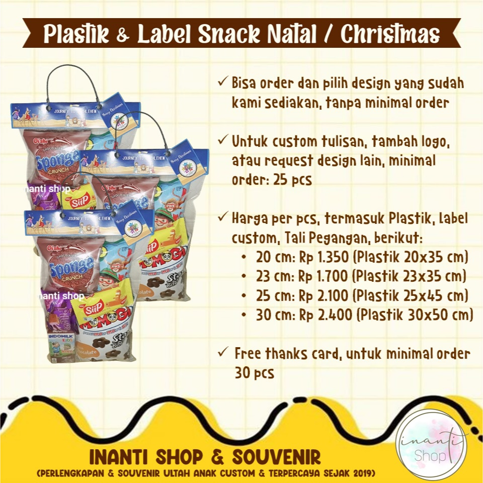 

Tas Plastik dan Label Snack Natal Christmas Custom (FREE PLASTIK)