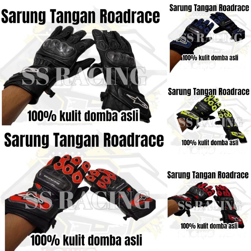 SARUNG TANGAN GLOVE BALAP MOTOR ROADRACE DRAG BIKE TOURING KULIT DOMBA ASLI