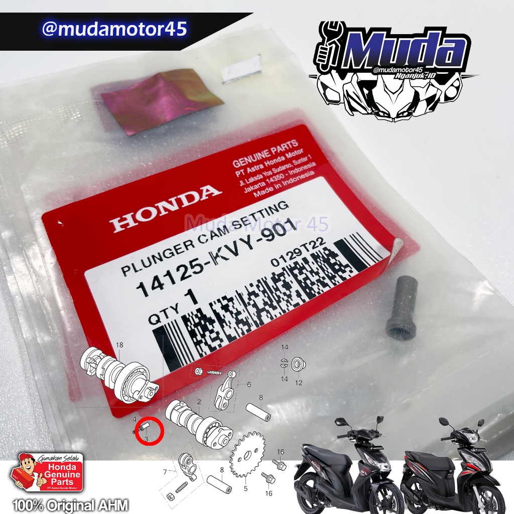 PLUNGER CAM TONJOKAN DISKOMPRESI BEAT KARBU OLD SPACY 14125-KVY-901 PAKU SETTING 14125KVY901 ORI ORI