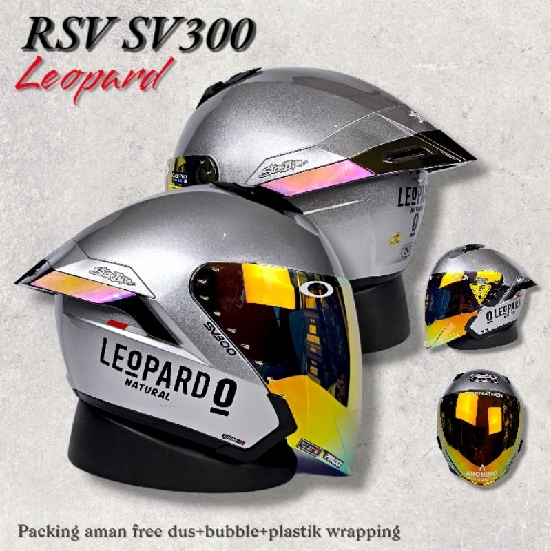 RSV SV300 LEOPARD PAKET GANTENG SILVER | HELM RSV HALF FACE