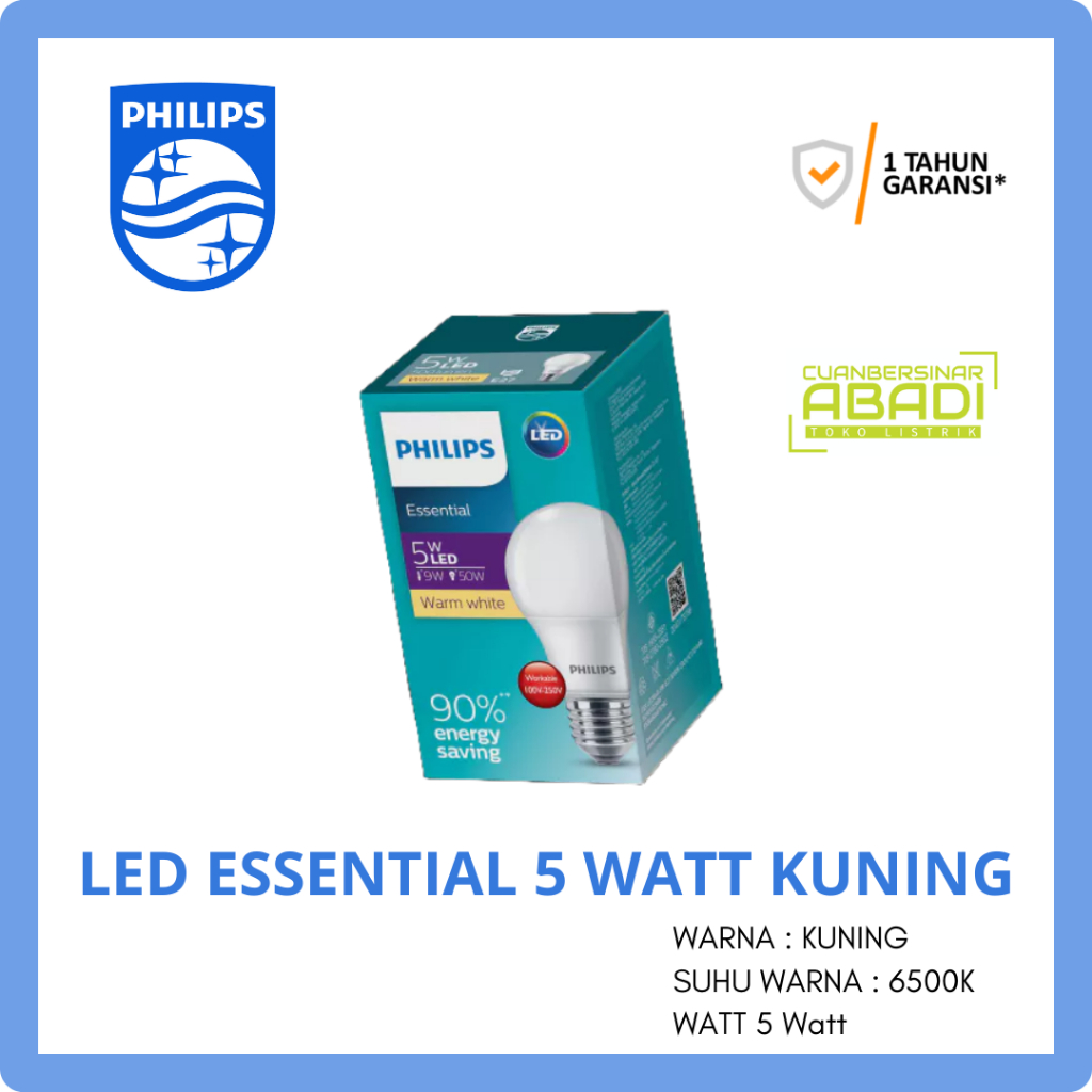 Lampu Led Kuning 5 w Philips | LED PHILIPS 5 watt Kuning / warm white