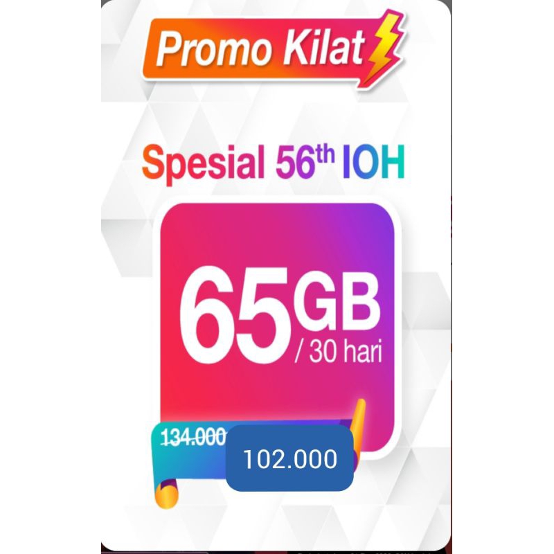 INJECT Data tri 66gb 33gb Paket data 32gb 38gb 22Gb 130gb 150gb kuota promo 135gb (National)