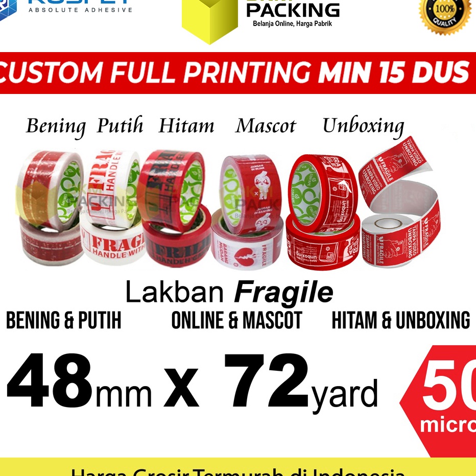 

Serba Murah LAKBAN FRAGILE 48mm JANGAN DIBANTING HANDLE WITH CARE PREMIUM PLAKBAN ISOLASI TERMURAH / SATUAN