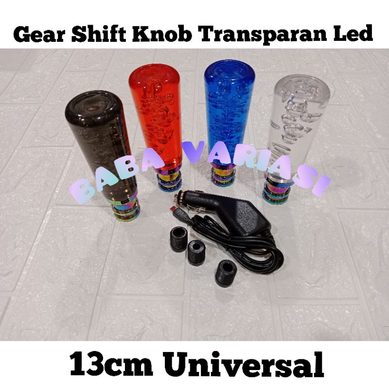 Gear Shift Knob Transparan 13Cm Led Persneling Mobil Universal