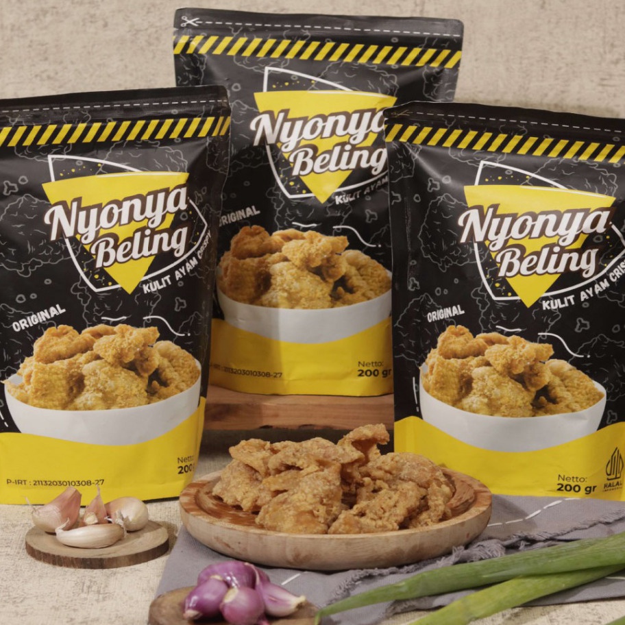 

Model Terkini Nyonya Beling Keripik Kulit Ayam Original 180gram Laris