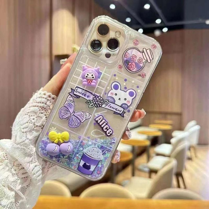 SoftCase HP Type Realme Water Glitter + Boneka Timbul