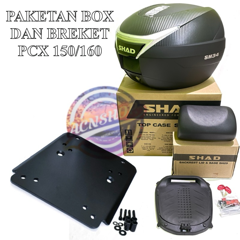 Paketan Box shad 34 Plus Breket Box Pcx 150/ Pcx 160