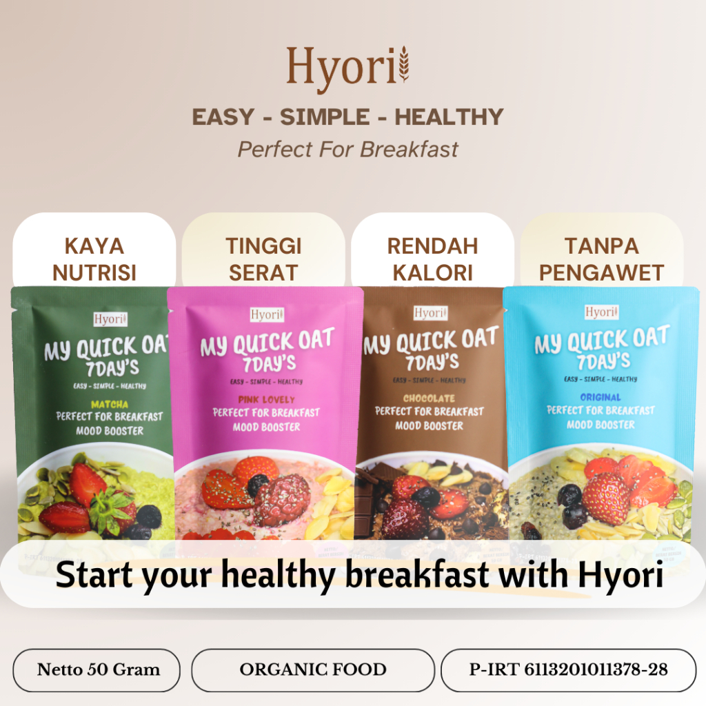 

Hyori Oatmeal Instant - PAKET 4PCS Oatmeal Instant