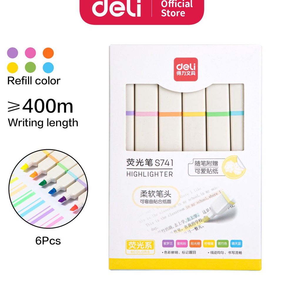 

Terkini Deli Highlighter / Penanda Warna Dual Tip 6 Warna Terang S741 ↓➺✹