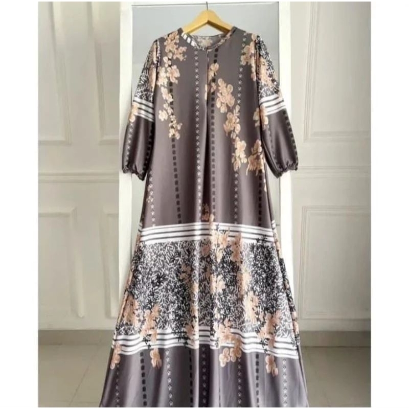 GAMIS TERATAI LENGAN KERUT BUSUI BUNGA GRADASI JUMBO LD 120 GAMIS HYGET TERBARU TERLARIS GAMIS TUMPA