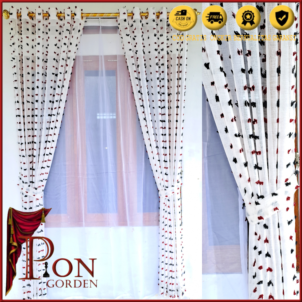 Gorden jendela pintu Vitrase Ruby model jambul transparan kuat tahan lama cantik kain vitrase lucu k
