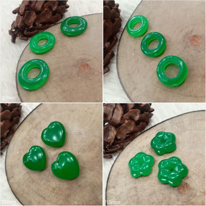 Liontin Batu Giok Hijau Bunga Amor Love Ring