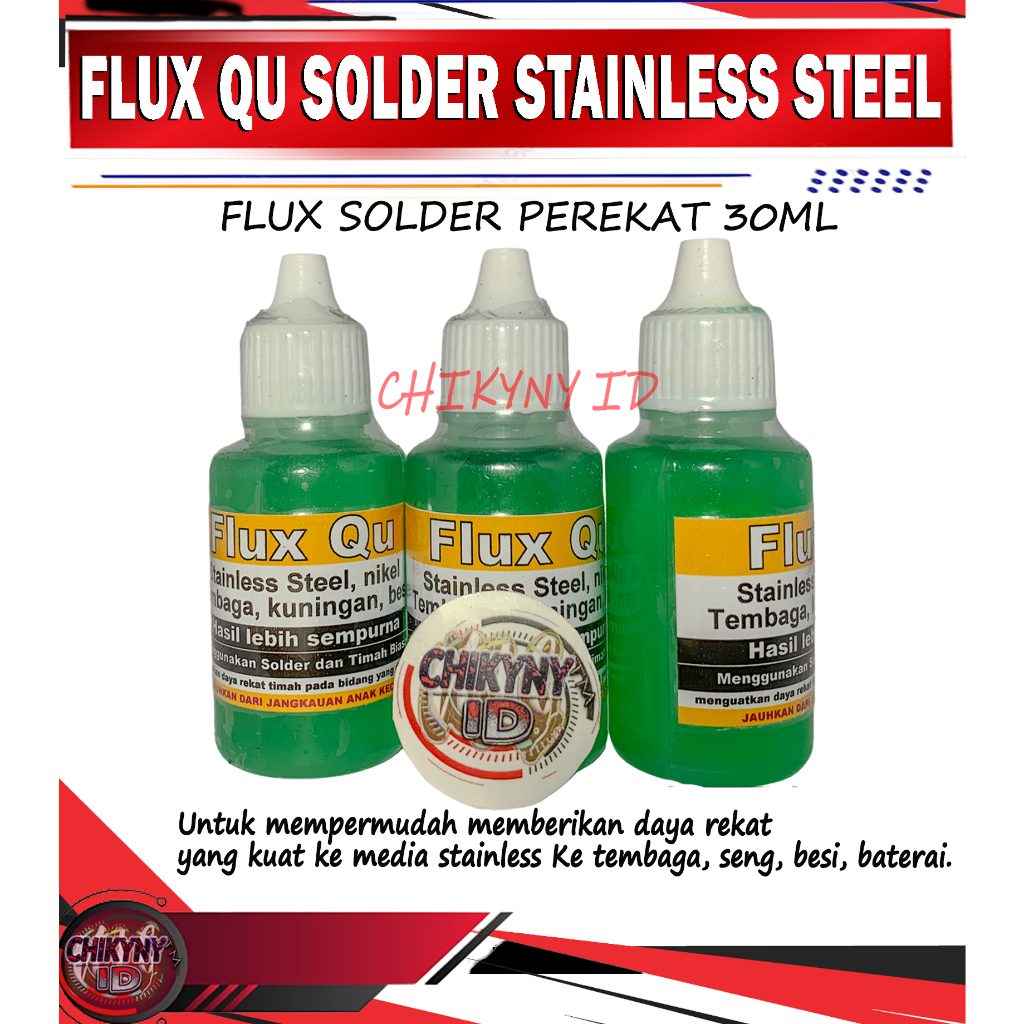FLUX QU STAINLESS STEEL FLUX SOLDER PEREKAT BESI NIKEL TEMBAGA SENG BATERAI