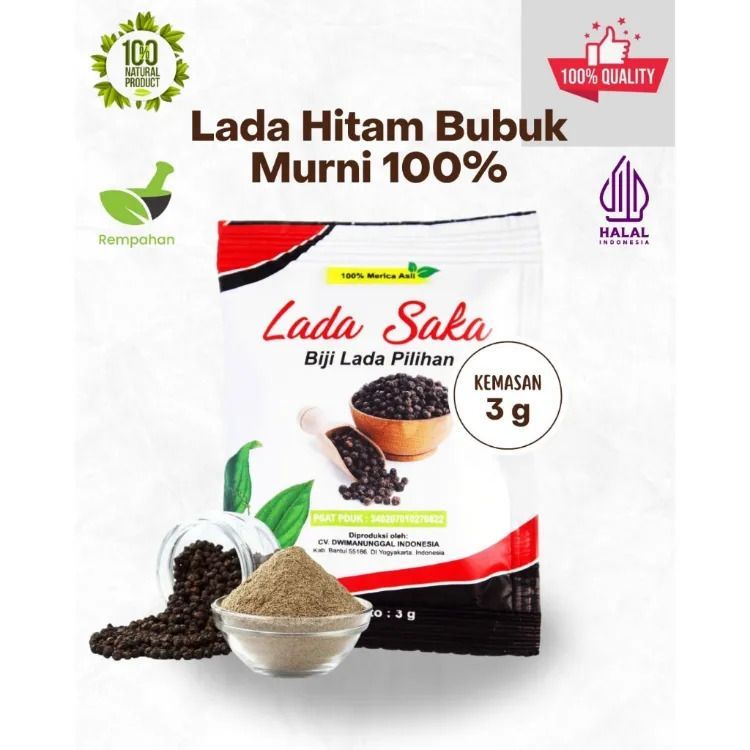 

Lada Hitam Bubuk LadaSaka 3 gram 100% biji lada murni