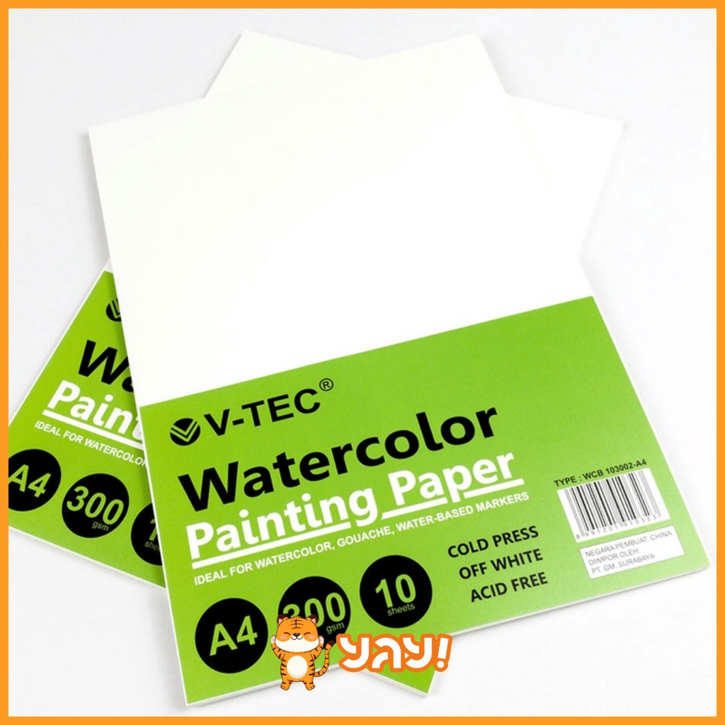 

YAY! Kertas Lukis Cat Air / Watercolour / Watercolor Painting Paper / Pad A4 300 gsm 10 Sheets Cold Press V-Tec WCB 103002