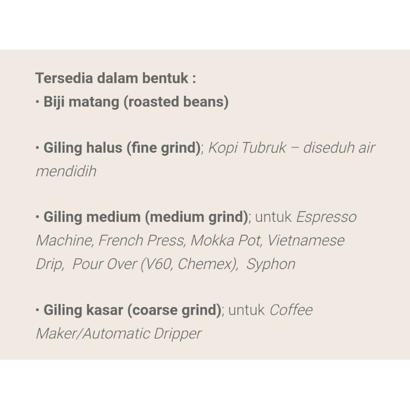 

NG KOPI AROMA ARABIKA [Mocha Arabika] 250GR ASLI KOFFIE PABRIK BANDUNG BANCEUY