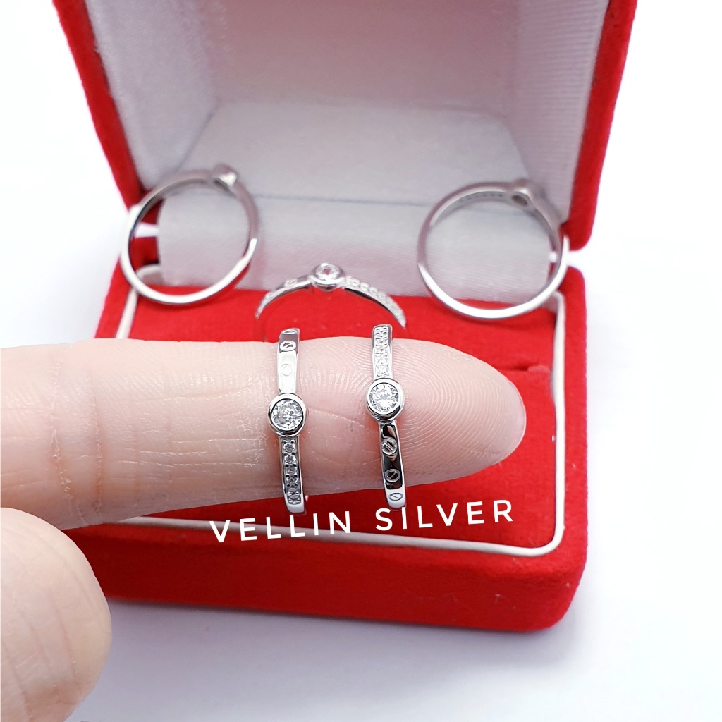 CINCIN PERAK WANITA 925 ASLI SILVER LAPIS EMAS PUTIH - CINCIN SILVER ASLI 925