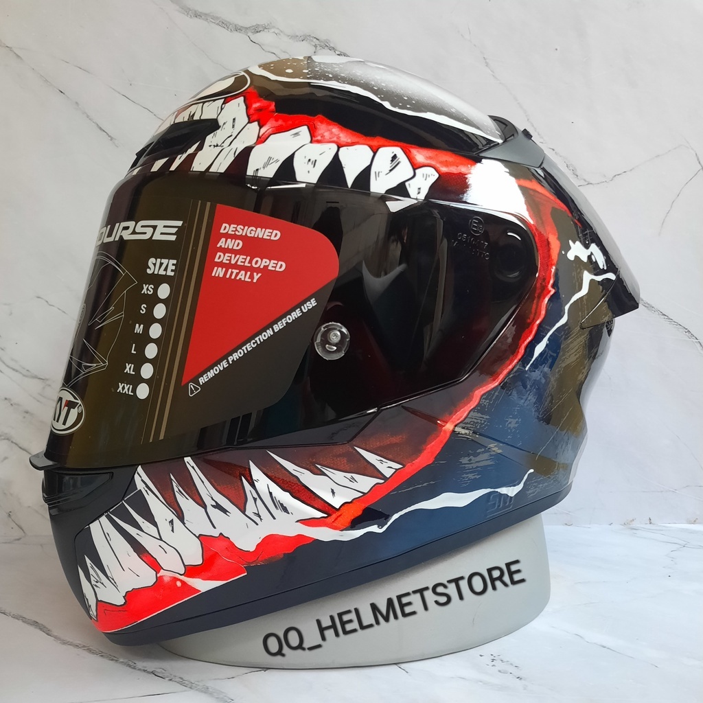 HELM KYT TT COURSE REPAINT VENOM WD PAKET GANTENG VISOR SMOKE