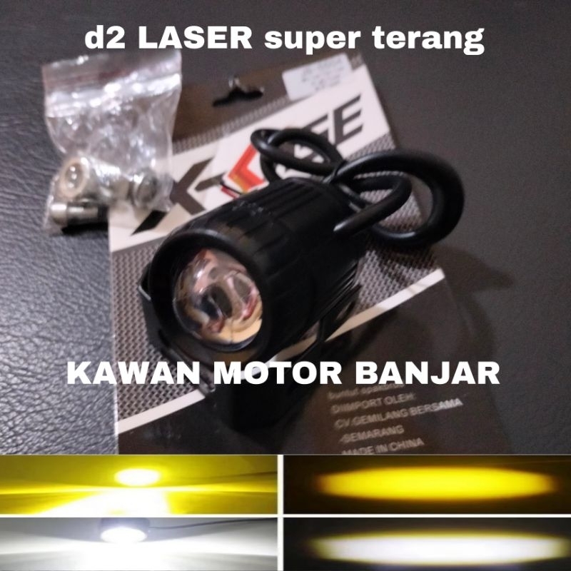 Lampu Led D2 Laser flash super terang Lampu Depan Led Lampu Tembak Motor Mobil 2 Warna Putih Kuning 