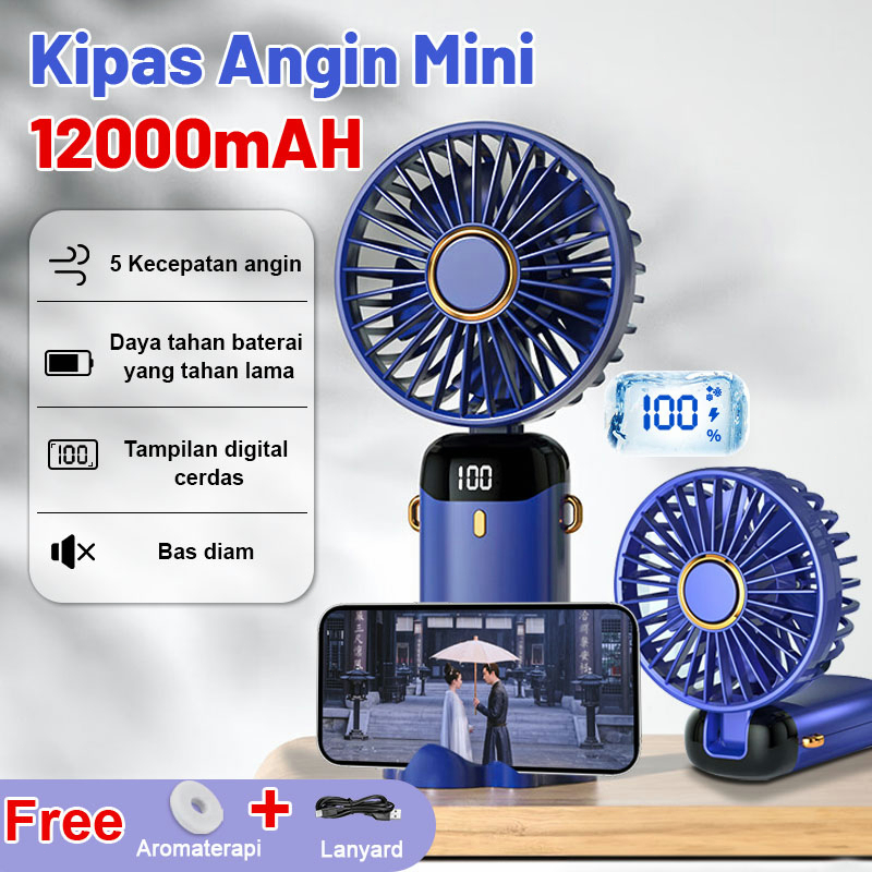 【COD】12000mAh Kipas Angin Portable kipas portable awet tahan lama Mini USB Lipat Kipas Portable Lehe