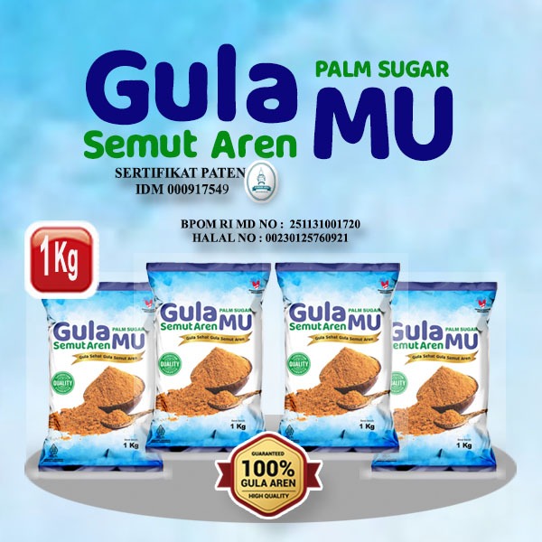 

Gulamu Gula Aren Bubuk Asli Murni 100% Organik 1kg Gula Aren Semut Brown Sugar Asli Murni Palm Sugar 100% Original Gula Semut Aren MU Bpom Halal MUI