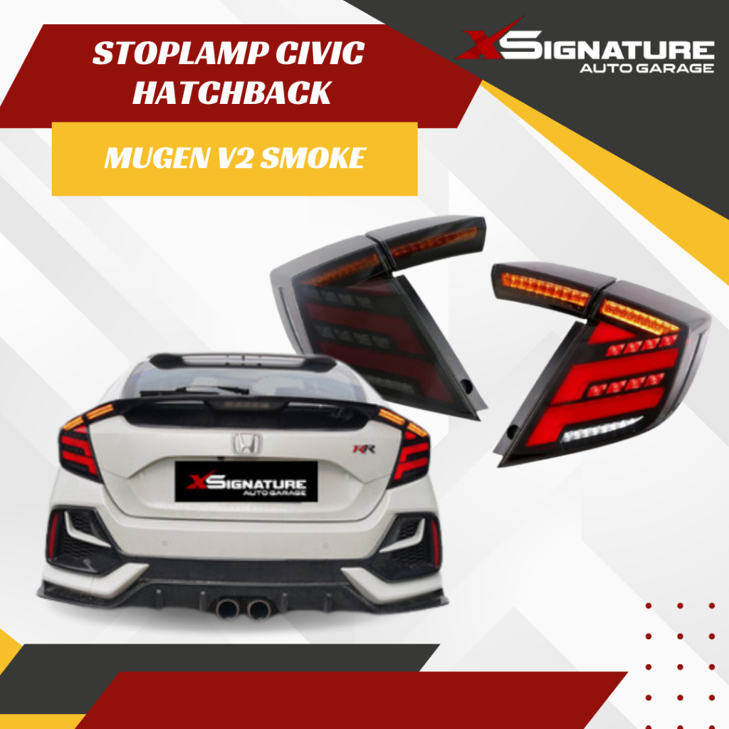 STOPLAMP HONDA CIVIC HATCHBACK MUGEN V2 STYLE SMOKE 2016 - 2019