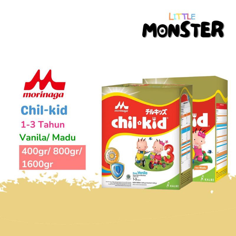 Morinaga Chil Kid 3 Vanila/ Madu 1-3Tahun - 400gr, 800gr, 1000gr, 1600gr