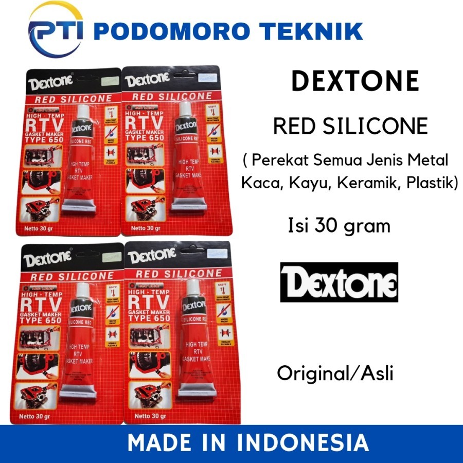 

Dextone Red Silicone Lem Perekat Semua Kaca, Besi Dextone Red Silicone