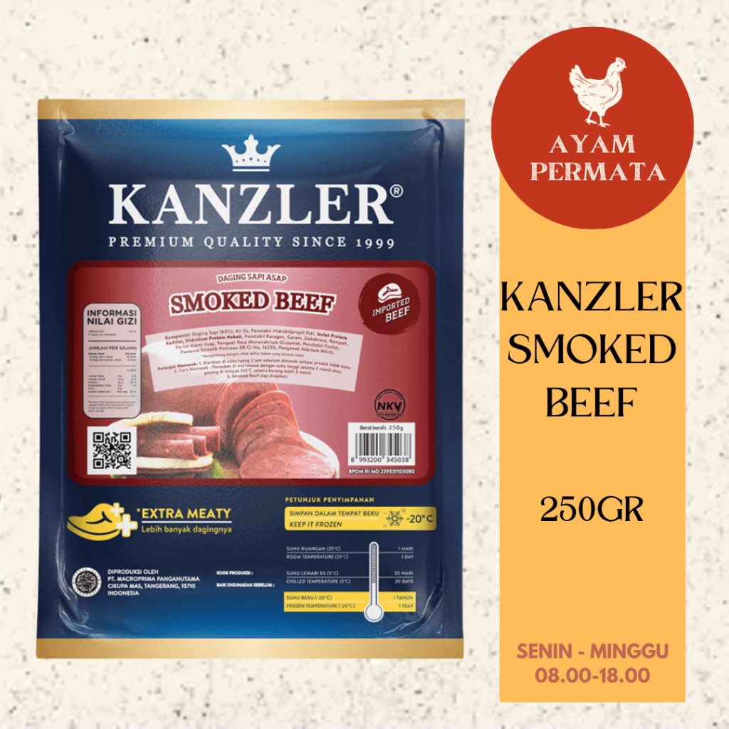 

Kanzler Smoked Beef 250gr 1kg Daging Asap Sapi - Ayam Permata