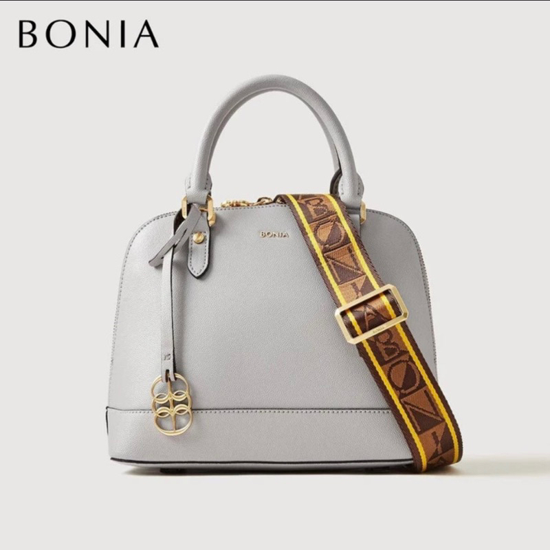 Tas Wanita Bonia Bolak Balik Monogram Coklat Kombinasi Abu-abu/Bonia The Siria Monogram Satchel Bag