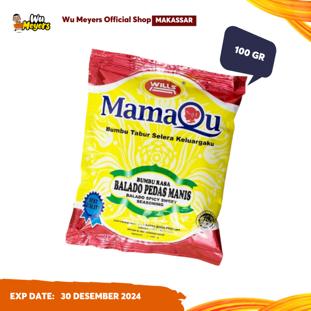 

MamaQu Bumbu Tabur Rasa Balado Pedas Manis 100g (1 renceng 10pcs) - Wu Meyers Makassar