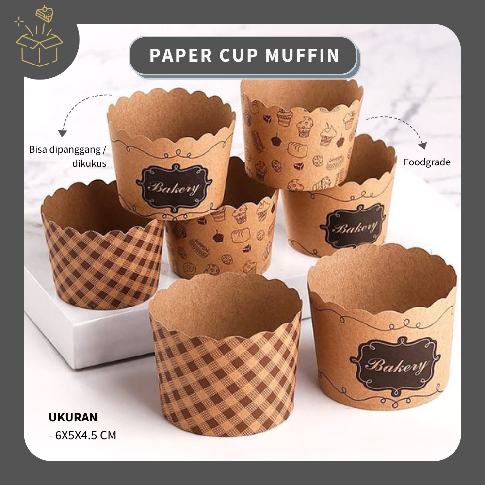 (50 pcs) PAPER CUP MUFFIN | Alas Kue Muffin - Cup Muffin - Cup Cupcake - Kertas Cupcake - Kertas Kra