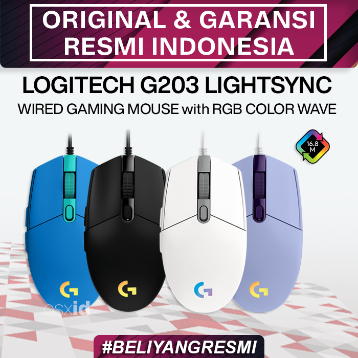 Logitech G203 LightSync Gaming Mouse - Garansi Resmi