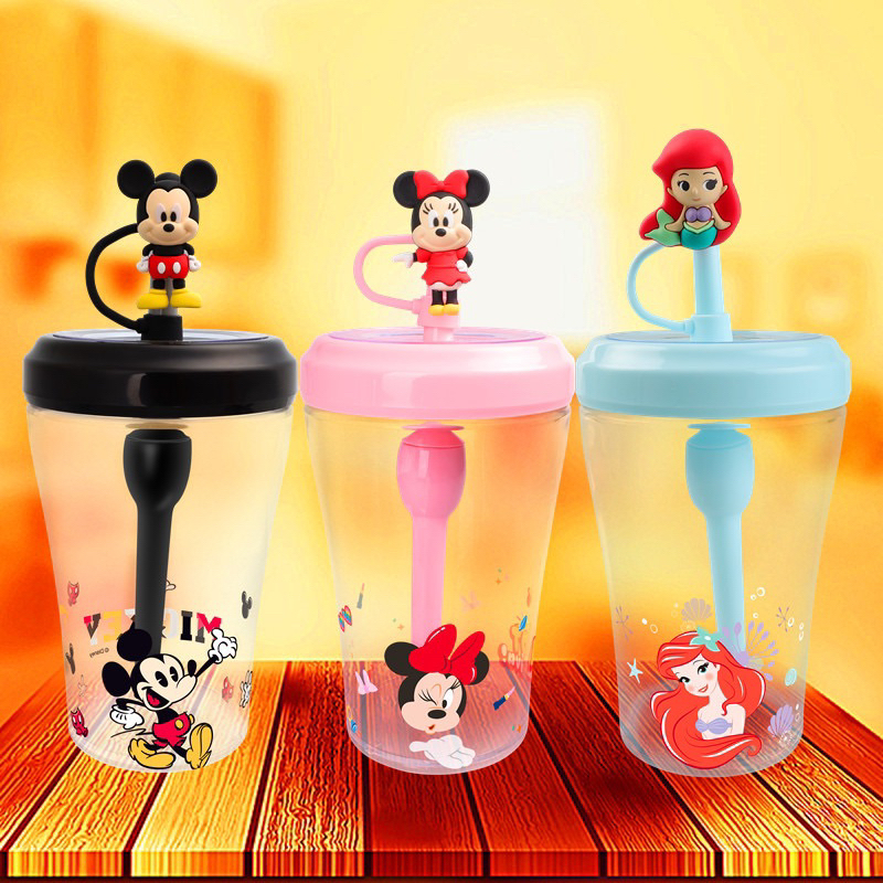 Gelas Tumber Tumbler Sedotan Straw Disney Mickey Minnie Frozen Mermaid Dumbo Cars Cold Cup 520ml Sip