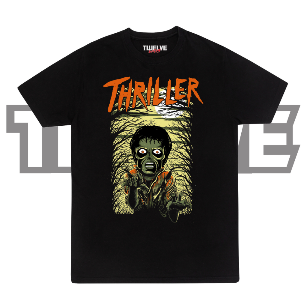 MICHAEL JACKSON THRILLER Black Reguler T-Shirt | Atasan Pria Wanita | Kaos Musik Cewe Cowo Unisex