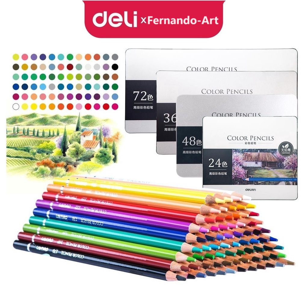 

High-grade Oil Pencil Color Deli/Pensil Warna Minyak 24/36/48/72 Deli