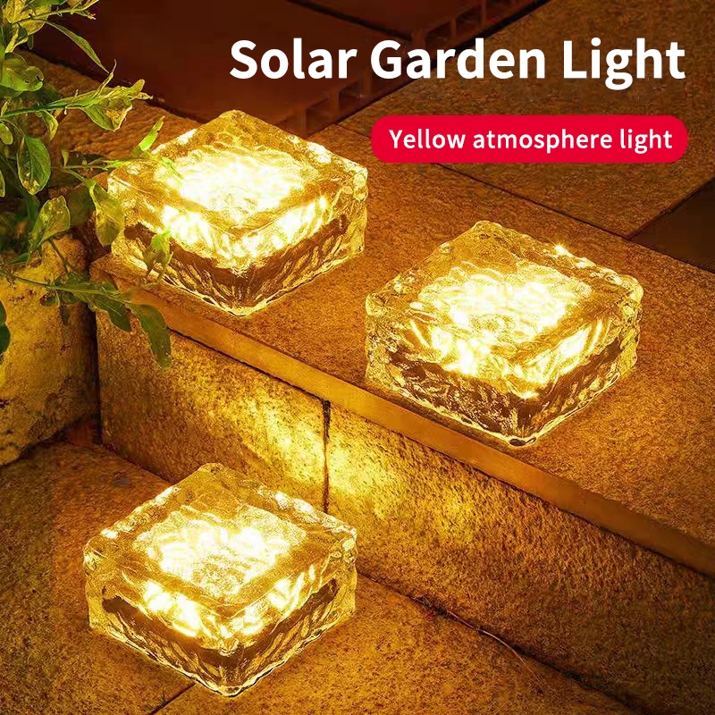 Lampu taman LED tenaga surya Lampu Batu Kristal Kubus Es Batu Surya Pengisian Otomatis Lampu LED Sur