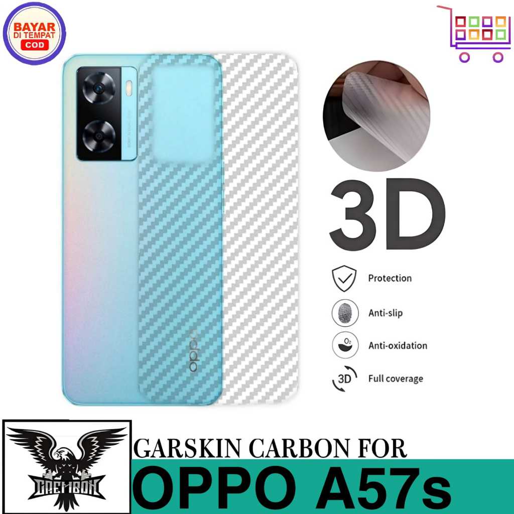 Promo Garskin Carbon OPPO A57s Anti Gores Belakang Handphone Anti Lengket Bekas Lem