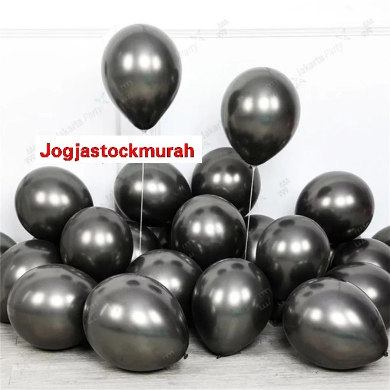 Balon Chrome Hitam / Balon Metalik Chrome Ballon Latex Metalic Chrome 12 inch Hitam