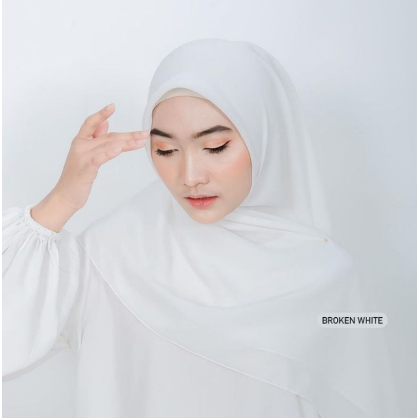 (PAKAI JNT) KERUDUNG BELLA SQUARE WARNA PUTIH TULANG ANTI LETOY /HIJAB SEGI EMPAT BROKHEN WHITE /JIL