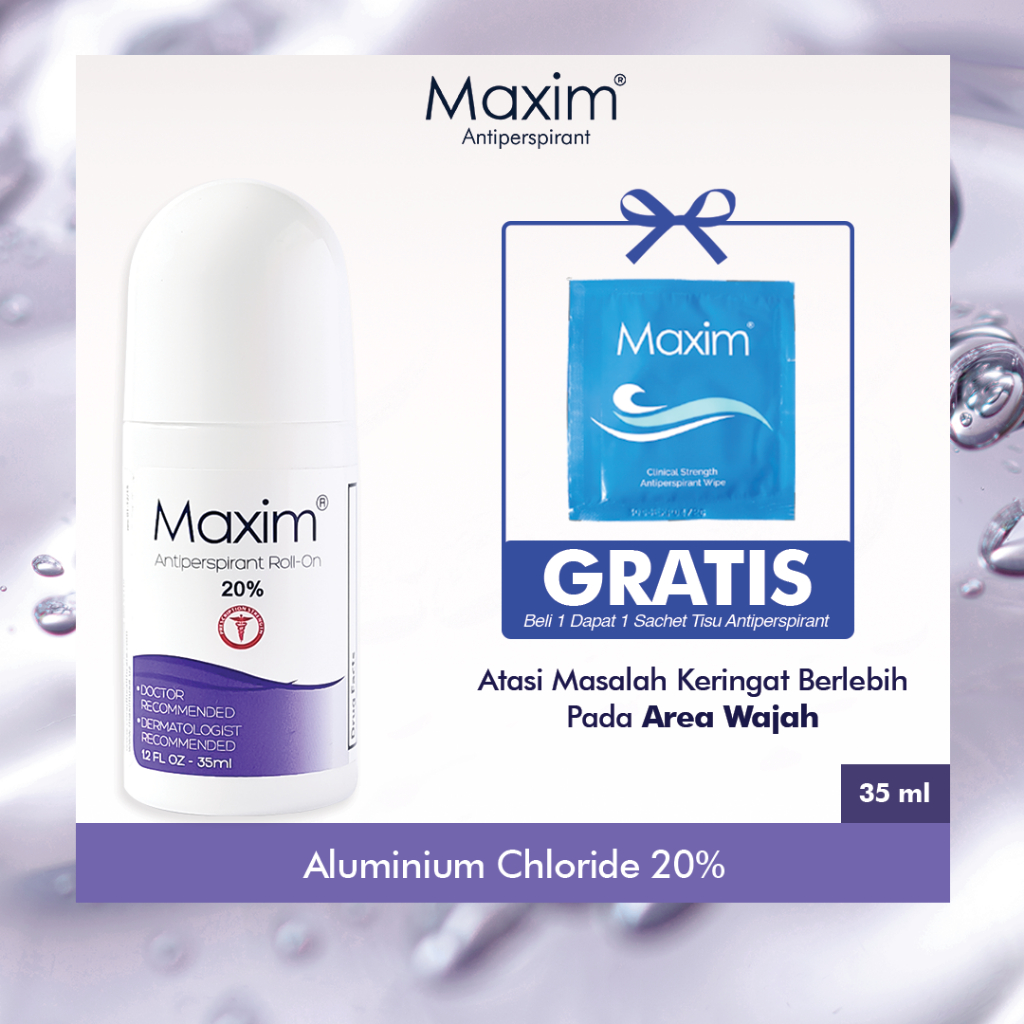 Maxim Antiperspirant Roll On 20% Volume 35ml + 1 Sachet Wipe 15%