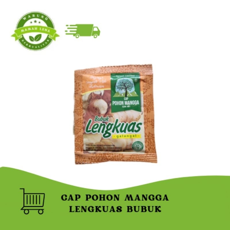 

Cap Pohon Mangga/ Lengkuas Bubuk, Kayu Manis Bubuk, Jahe Bubuk, Lada Hitam Bubuk, Daun Salam Bubuk, Serai Bubuk