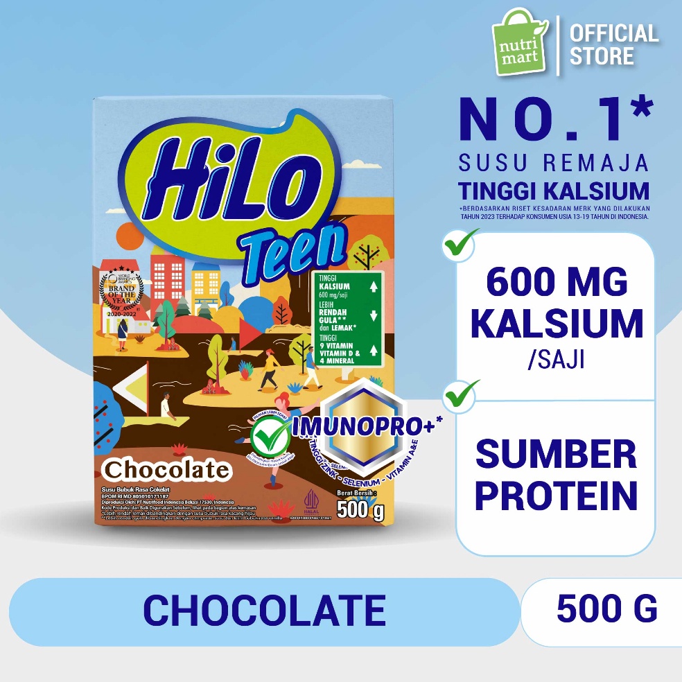 

✨ HiLo Teen Chocolate 500 gram - Susu Tinggi Kalsium Rendah Lemak