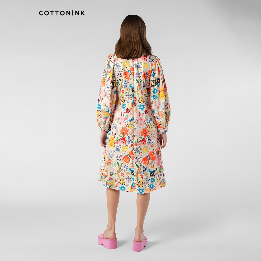 Cottonink - Dress Wanita Beige Fleur Haluki #CottoninkxNASL