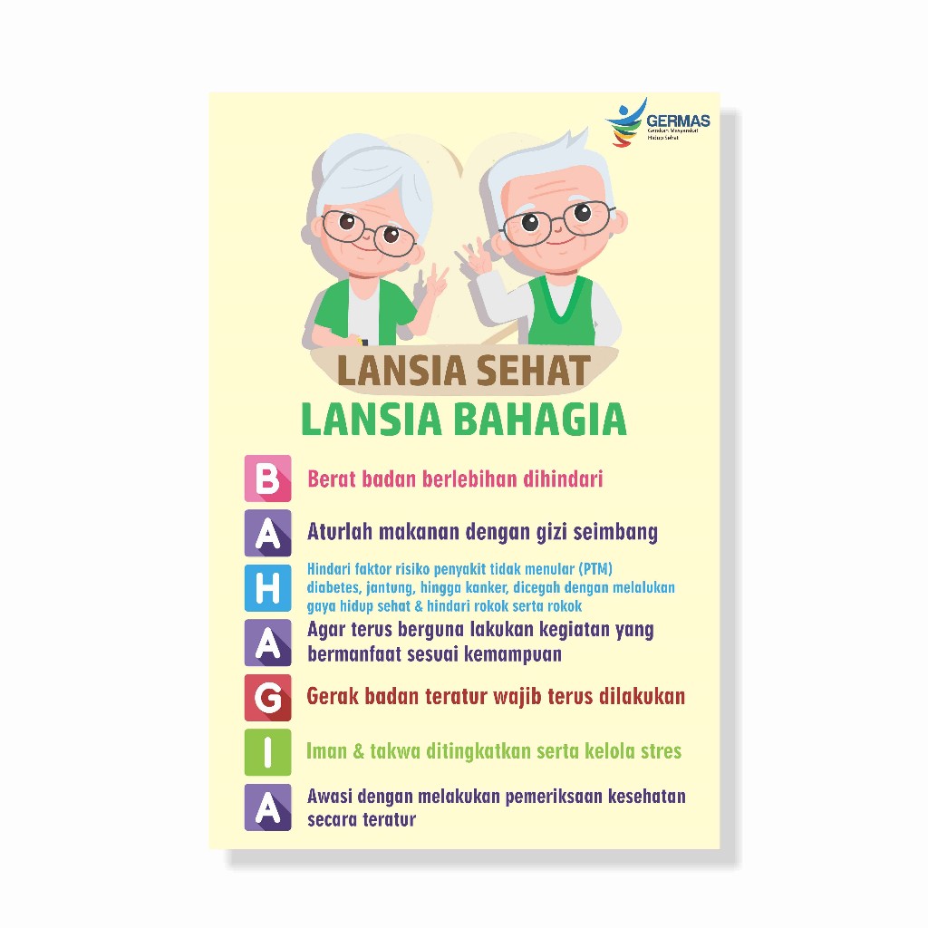 Poster Kesehatan, Lansia Bahagia, Kesehatan Lanjut Usia