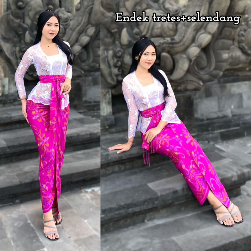 Kamen endek tretes set selendang | kamen tretes | kamen endek selendang
