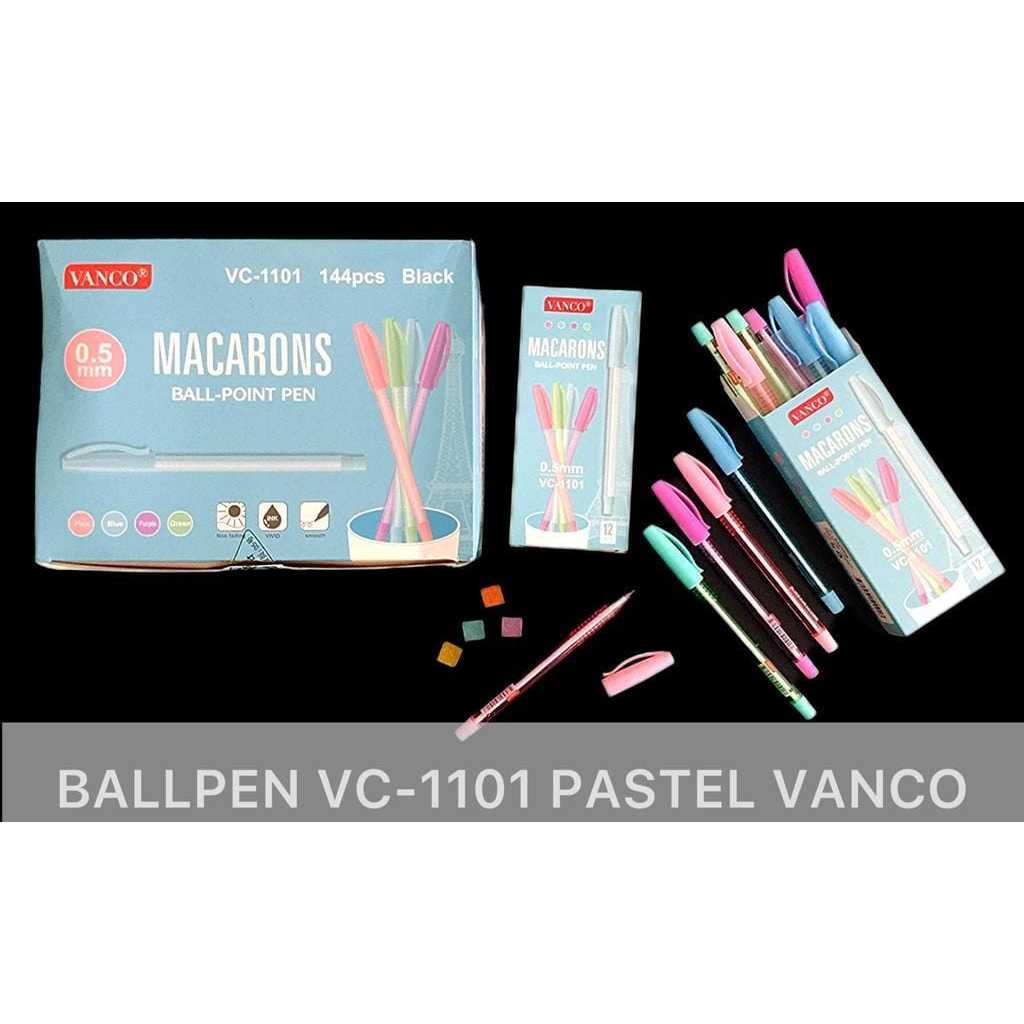 

Vanco Pulpen Pastel / Ballpoint Pen Macaron Tinta Hitam Ukuran 0.5 Mm Isi 12. Vc-1101
